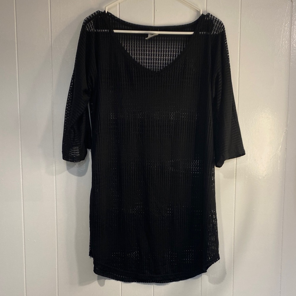 O’Neill Black Mesh V-Neck Swim Cover Up Tunic XS